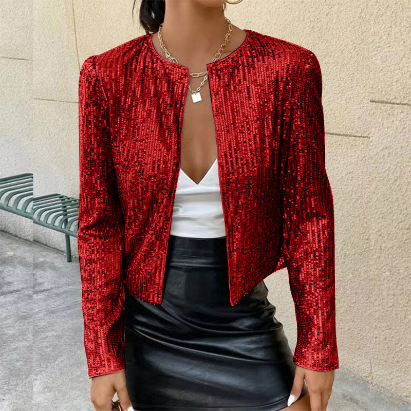 Glitzernde Damen Strickjacke Elegant Frauen
