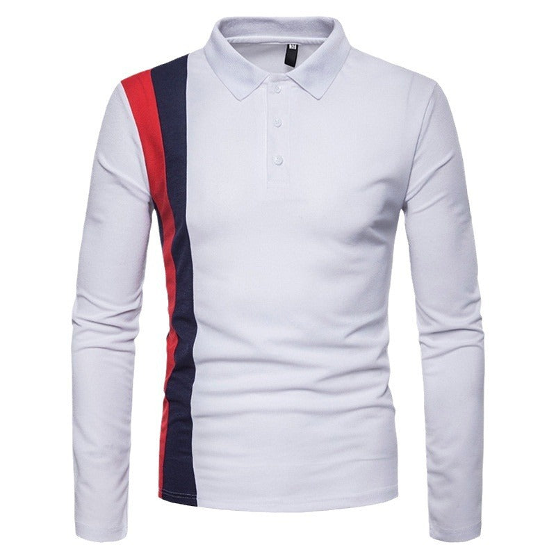 Herren Poloshirt Langarm Streifen-Design Modern