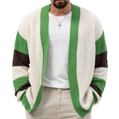 Herren Strickjacke mit Breiten Streifen Lässig Modern