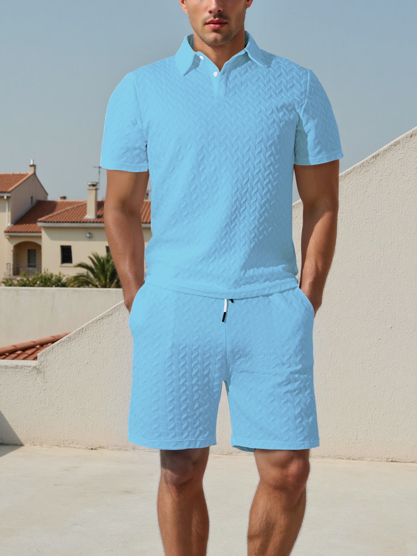 Herren Sportset Polo-Shirt und Shorts atmungsaktiv Elastisch