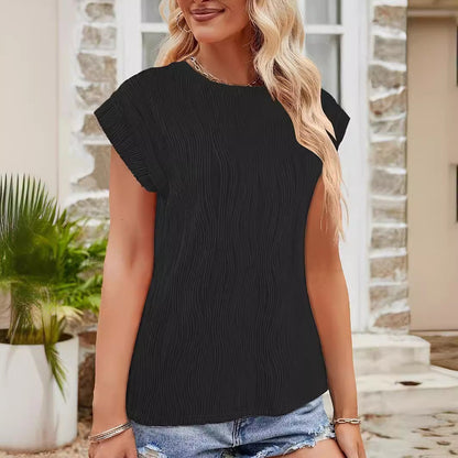 Damen Oberteil Wellenmuster Elastisch Elegantes Top