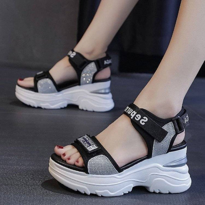 Damen Plateau-Sandalen Sportlich mit verstellbaren Riemen