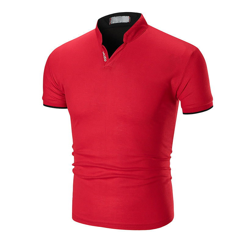 Herren Kurzarmhemd Modern Slim Fit Kontrast Kragen
