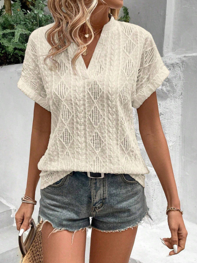 Damen Bluse Kurzarm Elegant Sommer