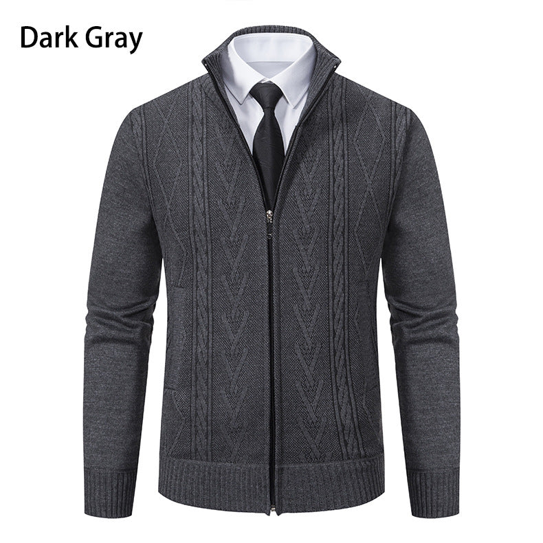 Herren Strickjacke Aran Muster Zipper Modern