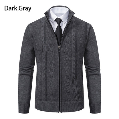 Herren Strickjacke Aran Muster Zipper Modern