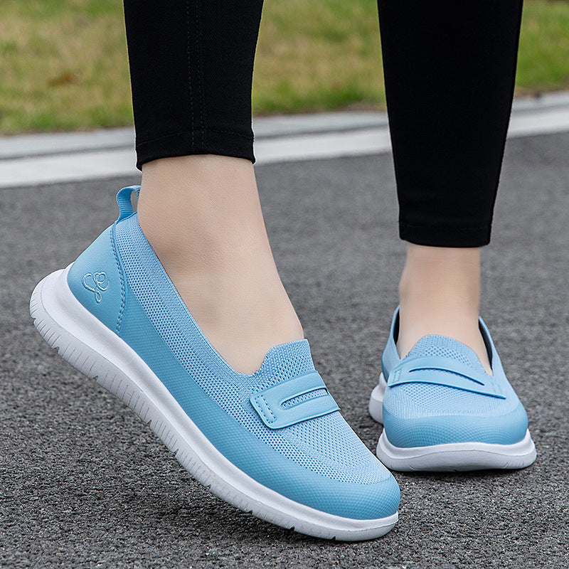 Damen Sneaker Bequem Atmungsaktiv Mesh Weiße Schuhe
