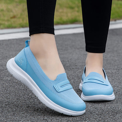 Damen Sneaker Bequem Atmungsaktiv Mesh Weiße Schuhe