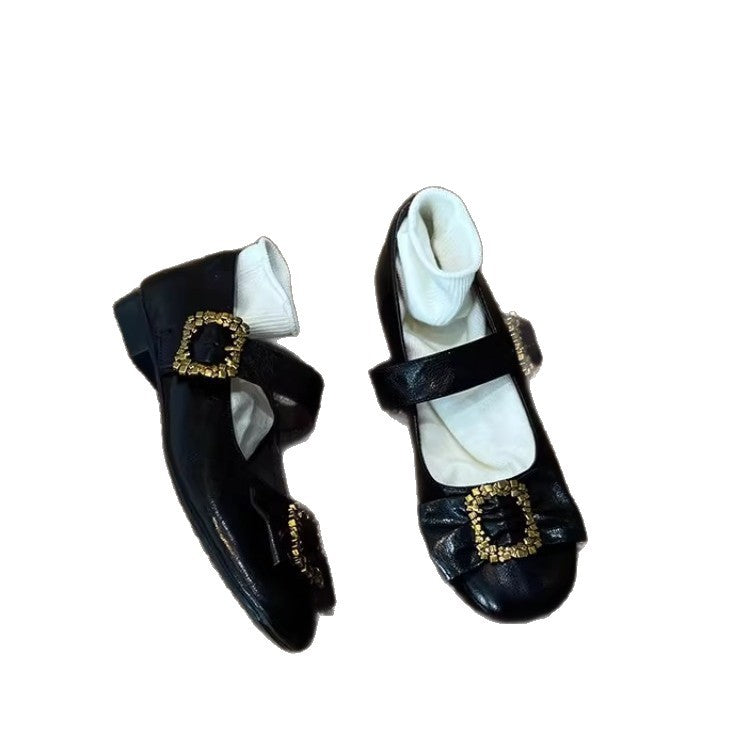 Damen Ballerinas mit Glitzerschnalle und weichem Innenfutter
