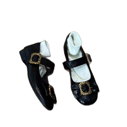 Damen Ballerinas mit Glitzerschnalle und weichem Innenfutter