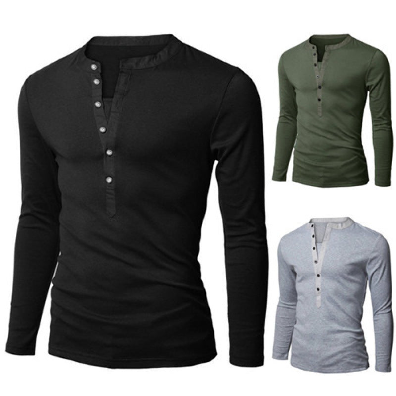 Herren Hemd Langarm Stehkragen Modern Knopfdesign