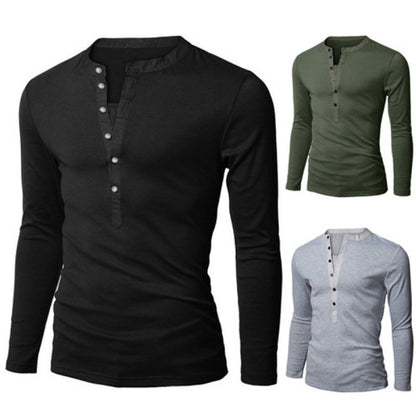Herren Hemd Langarm Stehkragen Modern Knopfdesign