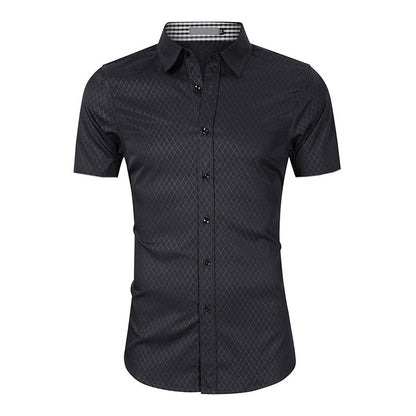 Herren Kurzarmhemden Modern mit Struktur und Slim Fit
