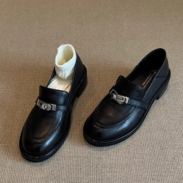 Damen Loafers Bequem Schnallen Detail Modern