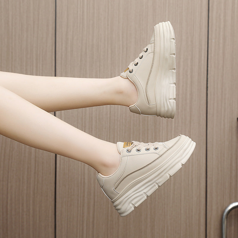 Damen Sneaker Hoch Platform Elegante Schnürung Robust