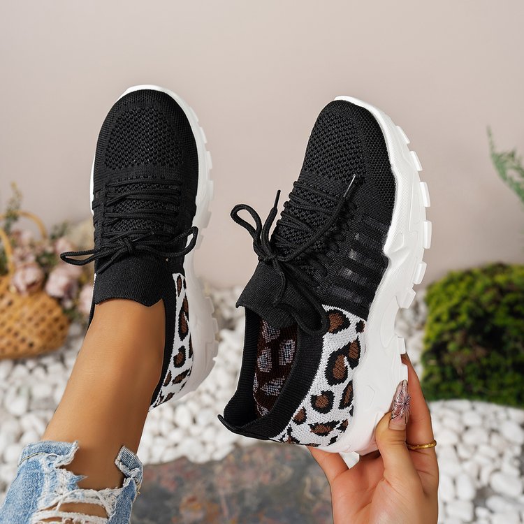 Damen Sneaker Sportlich Leopardenmuster Atmungsaktiv - BerlinGlamour