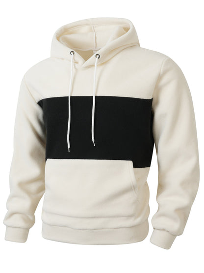 Herren Kapuzenpullover Fleece mit Farbstreifen Modern Sportlich