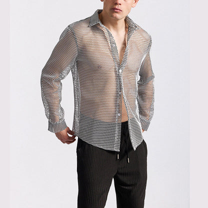 Herren Netzhemd Modisch Mit Knopfverschluss Elegant