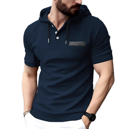 Herren Poloshirt Kurzarm Hoodie Modern Style