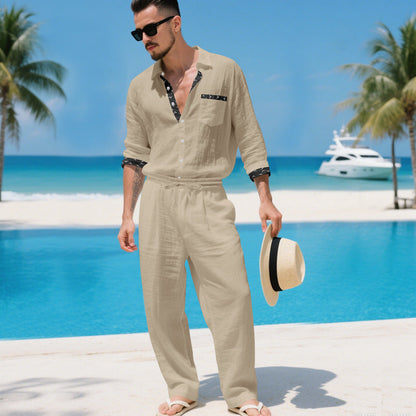 Herren Leinenbluse Elegent mit Taschen Sommer
