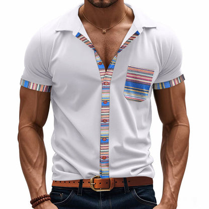 Herren Kurzarmhemd Bunt Modern Sommer