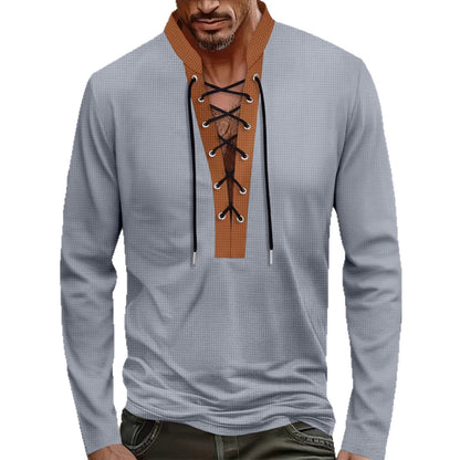 Herren Langarmshirt Modern SchnürdesignSlim