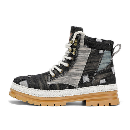 Damen Stiefel High-Top Sport Boots robust Denim Schwarz