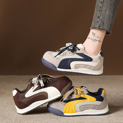 Damen Sneaker Weiches Wildleder Komfort Schnürung