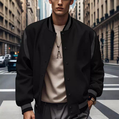 Herren Retro Collegejacke Sportlich mit Kontrastärmeln