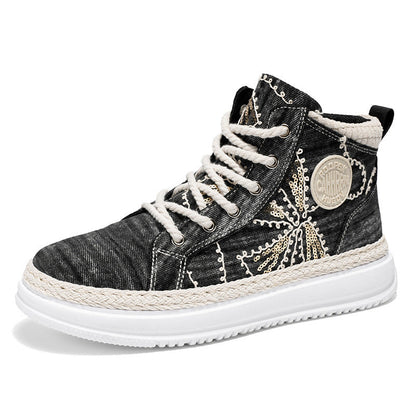 Damen Sneaker Hohe Denim Schuhe Robust