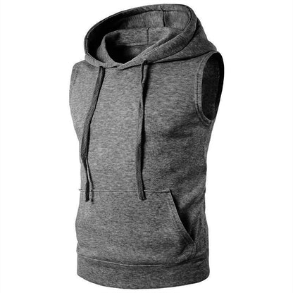 Herren Kapuzenshirt Ärmellos atmungsaktiv mit Kängurutasche