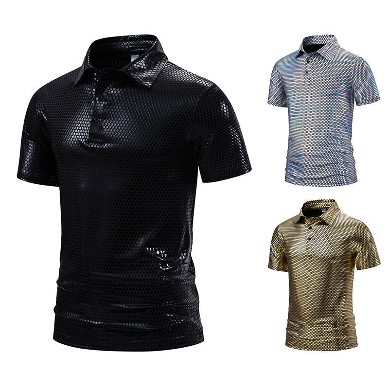 Herren Poloshirt Glänzendes Muster Elegantes Design - BerlinGlamour