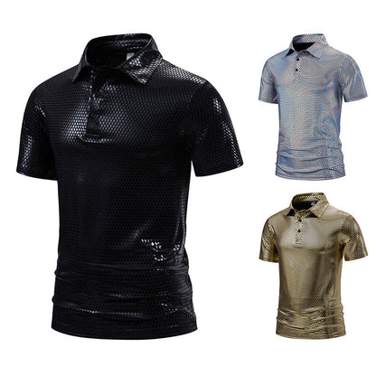 Herren Poloshirt Glänzendes Muster Elegantes Design - BerlinGlamour