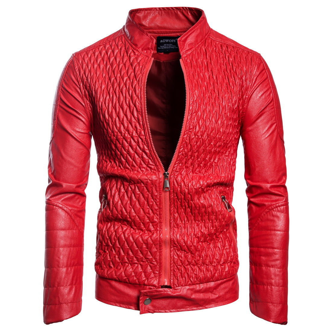 Lederjacke Herren Stylisch Gesteppt Schwarz