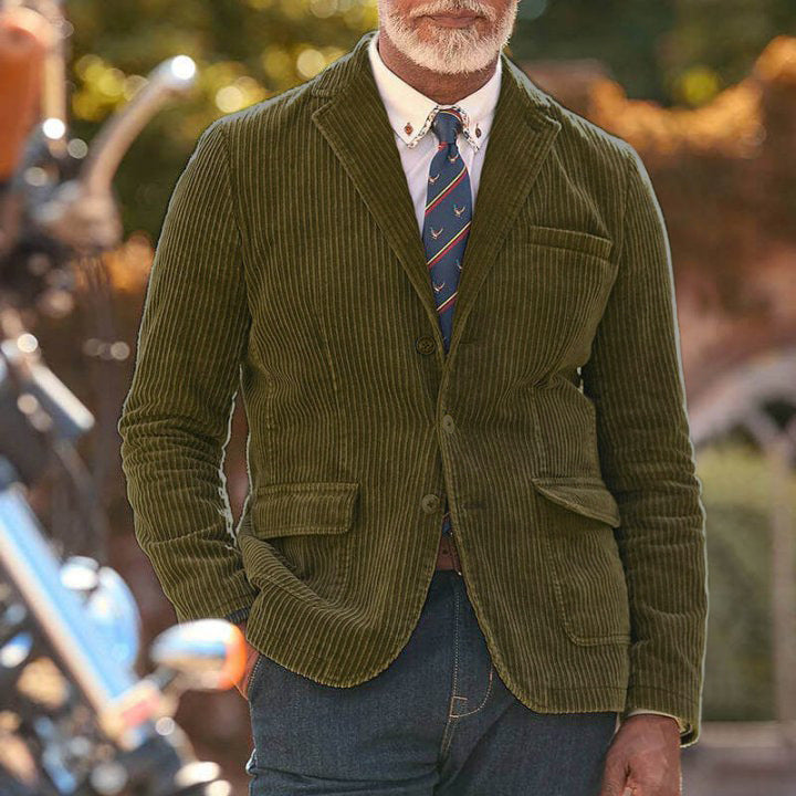 Herren Kordjacke Strukturiert Modern