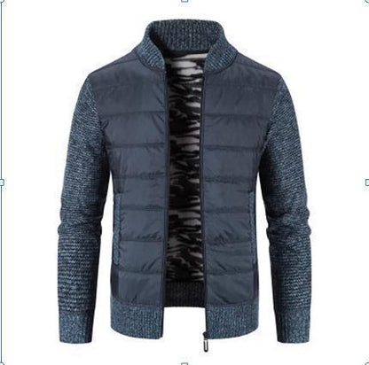 Herren Jacke Modern mit Strickärmeln Stehkragen