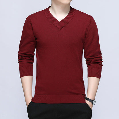 Herren Pullover V-Ausschnitt Fein Strick Modern