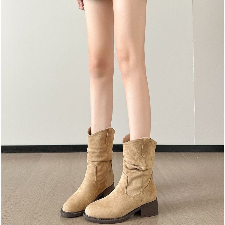 Damen Stiefel Western Style Hoch Hacken