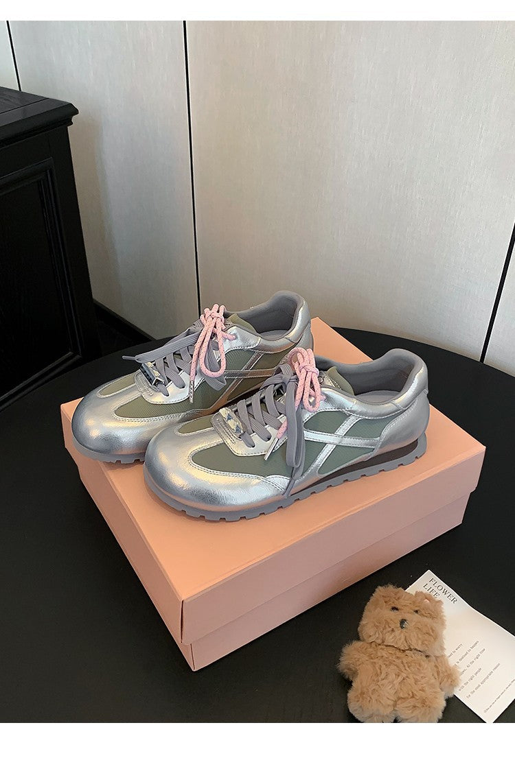 Damen Sneaker Metallic Sportlich Flexibel