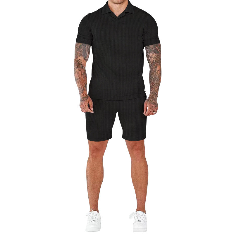 Männer Kurzarm Set Modern Lässig Stehkragen