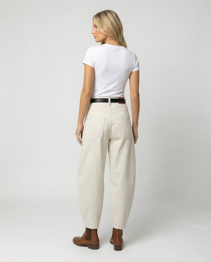 Weite Damen Hose Twill mit großen Taschen und Falten