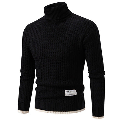 Herren Strickpullover Hochkragen Strukturmuster Modern