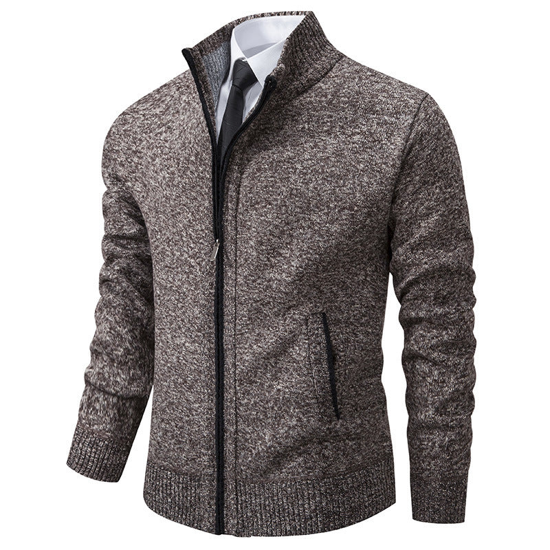 Herren Strickjacke Sportlich Stehkragen Reißverschluss