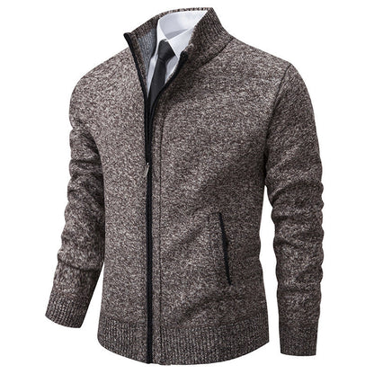 Herren Strickjacke Sportlich Stehkragen Reißverschluss
