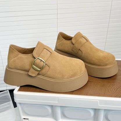 Damen Plateau Schuhe Schnalle Modisch Hoch