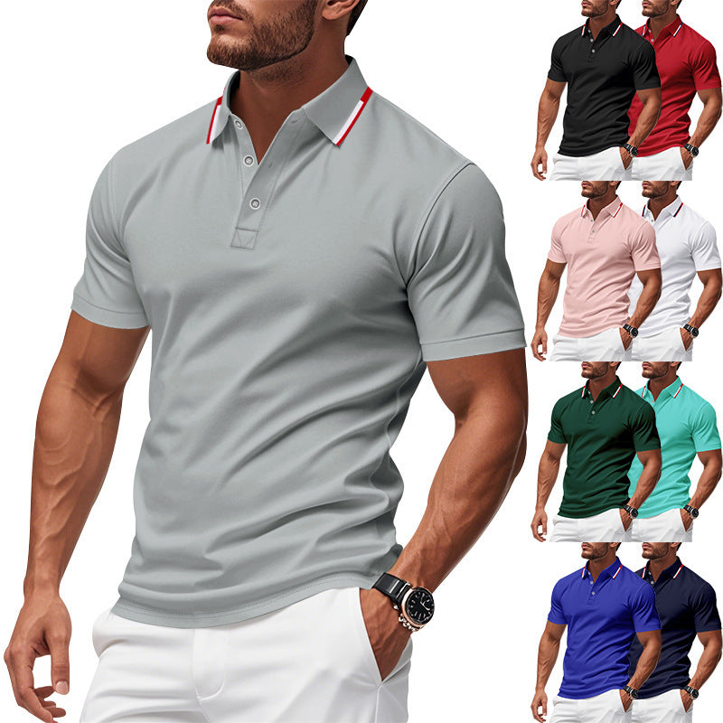Herren Polohemd Modern Kragen Kontrastfarben Elegent - BerlinGlamour