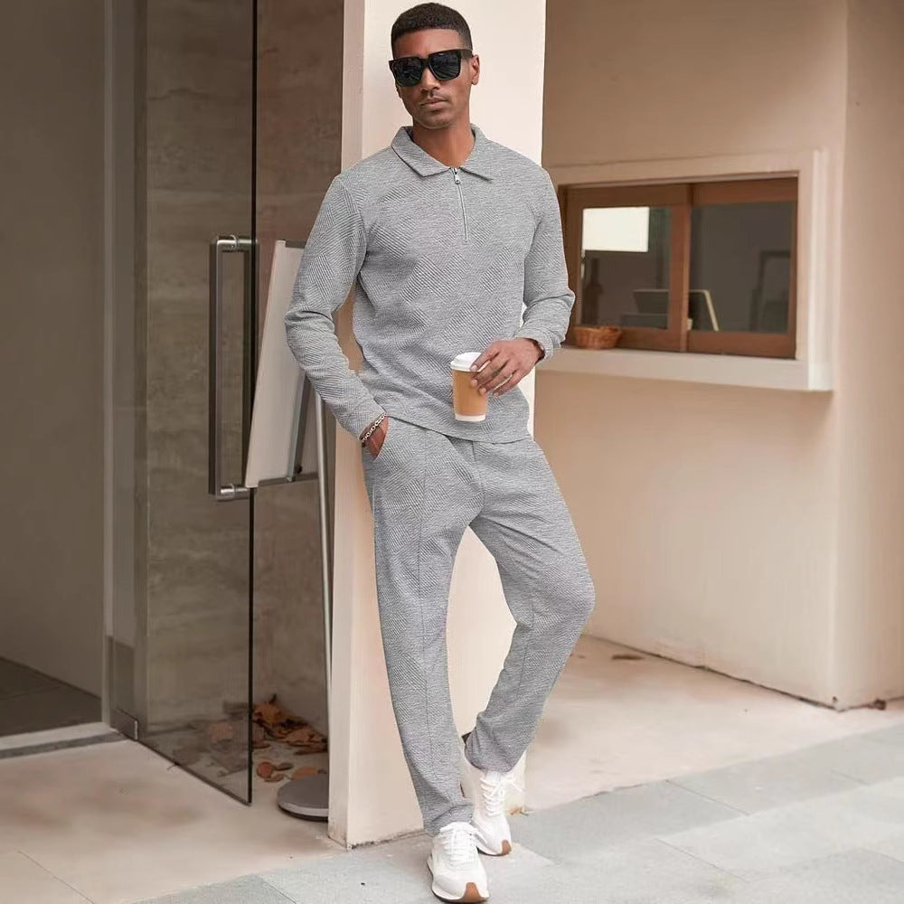 Herren Casual-Set Hose Oberteil mit Struktur-Design Modern