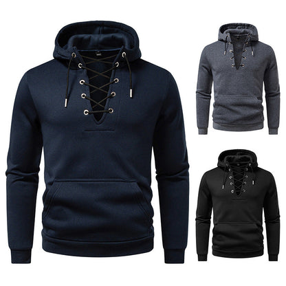 Herren Kapuzenpullover Modisch Schnüren Design Großstadtchic - BerlinGlamour