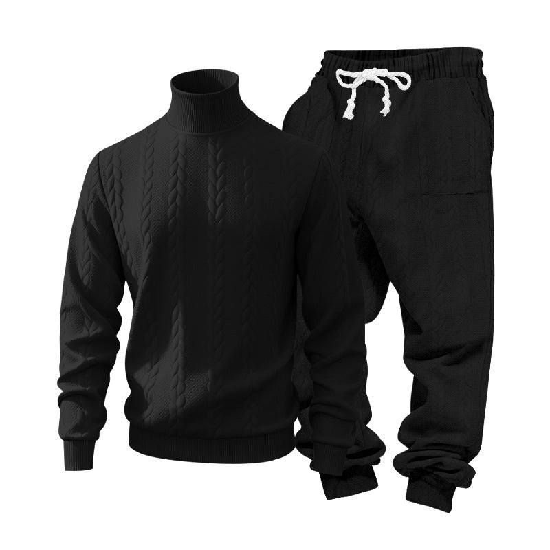 Herren Strickpullover Rollkragen Bequem mit Sweatpants Sportlich