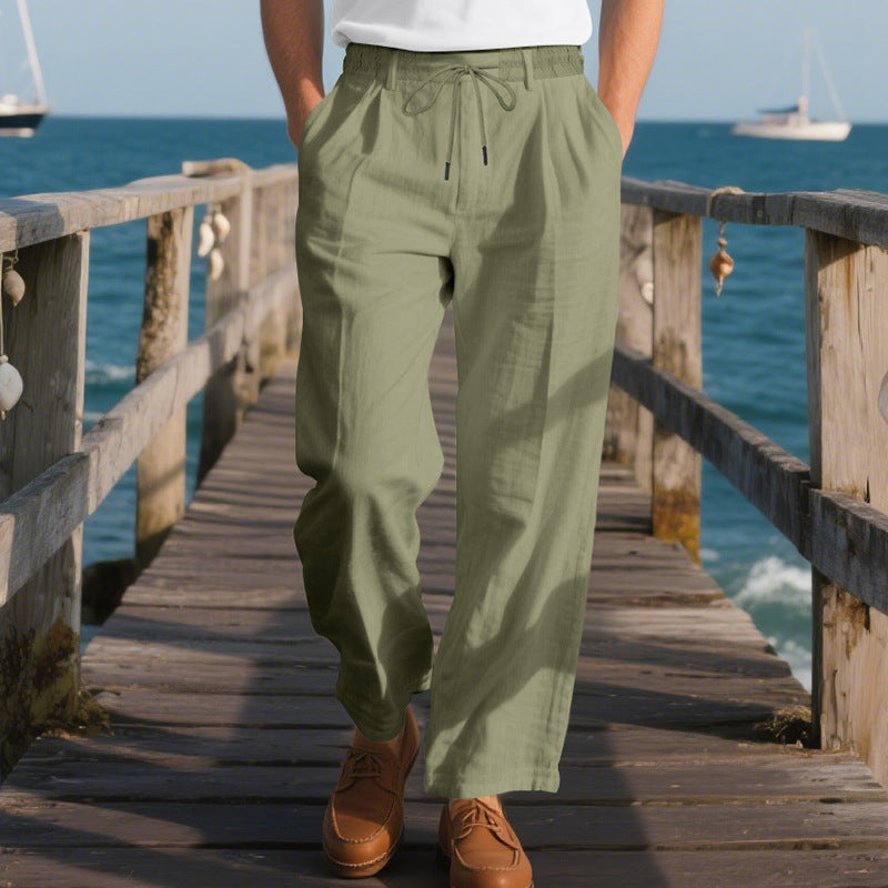 Herren Sommerhose Leicht Baumwolle Bequem Mit Kordelzug